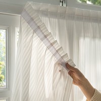 Rideau transparent à rayures verticales auto-adhésif sans perçage XinLan, installation facile, voilage doux pour chambre à coucher, petite fenêtre