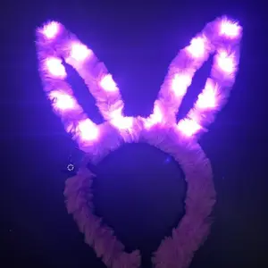 new style Cute plush rabbit ears shiny led light headdress for kids children girls party