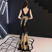 16067 # robe de soirée dîner fête profonde V Sexy femme soirée bal robe de demoiselle d'honneur longue formelle cultivée luxueuse robe femmes Sequin