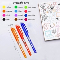 Stylos à bille effaçables en plastique multi-couleurs à encre liquide, avec gomme en caoutchouc, pour le dessin et la peinture des enfants, vente chaude