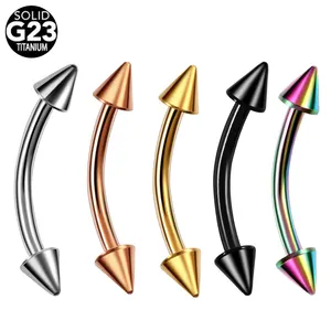 16G Titanium Eyebrow Rings Colorful Curved Barbell Eyebrow Piercing Spike Studs Rook Body Piercing Jewelry Wholesale