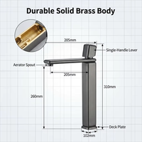 Robinet de lavabo moderne en laiton massif avec capteur sans contact, finition PVD gris anthracite de qualité supérieure, montage sur comptoir, prix de gros usine