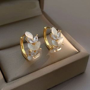 925 Silver Needle Korean Exquisite Rhinestone Flower Opal <b>Stud</b> <b>Earrings</b> Shiny Zircon Diamond Hoop <b>Earring</b> Luxury Drop Earri - Product Image 1