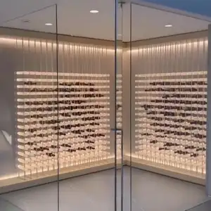 Estante de acrílico transparente para almacenamiento de vino personalizado, estantería Vertical para bodega, soporte para botellas, armario, estante de acrílico para vino