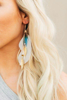 Boucles d'oreilles créoles pendantes personnalisables en gros, style bohème vintage fait main, avec longues pampilles et plumes véritables, pour femmes