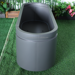 עציץ מתכת חיצוני מגולוון מפלדה עם עציץ פלדה סגלגל לרצפת חצר אזור מגורים ברחוב המלון - Product Image 4