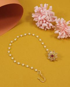 Fashion Gold Plated Pearl Drop Flower <b>Nose</b> <b>Ring</b> Copper <b>Nath</b> Nathani Piercing Jewelry for Women Party Festival Wear - Product Image 1