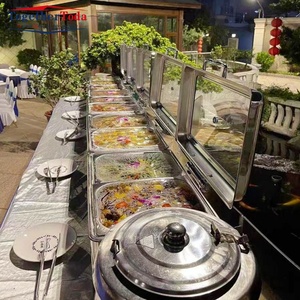 Juego de Catering de Acero Inoxidable Dorado de Lujo de 9L, Olla Eléctrica Interior Caliente, Servidor de Buffet para Bodas, Hotel, Suministro de <span class=keywords><strong>Alimentos</strong></span> - Product Image 4