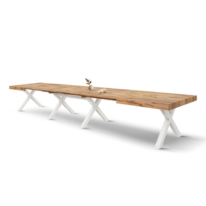 Roberta Extendable <b>Dining</b> <b>Table</b> 180 To 480 Cm <b>Rustic</b> Oak White X Shaped Legs Indoor Use - Product Image 6