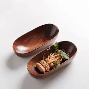 ドロップシッピング日本のボート型木製ボウルホームフルーツスナックデザート木製サラダボウルクリエイティブ食器木製プレート