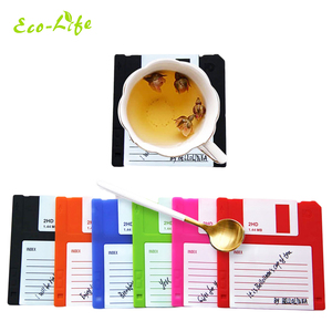 Sous-verres en silicone imperméables tapis boisson table basse antidérapant coloré sous-verre en silicone <span class=keywords><strong>disquette</strong></span> - Product Image 2