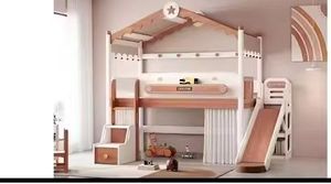 Camas Literas de Madera OEM/ODM de Fábrica, Estructura de Cama de Madera Maciza con Cajones de Almacenamiento, Cama <span class=keywords><strong>Litera</strong></span> con Escalera y Tobogán - Product Image 2
