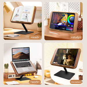 批发定制便携式木质书架，用于阅读，可折叠木质笔记本电脑支架，学校图书馆办公室批量商务用途 - Product Image 2