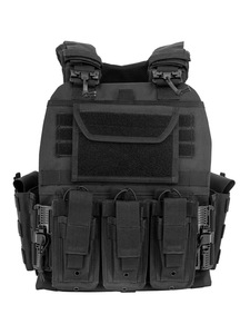 Gilet Tattico Modulare con Taglio Laser, Fondina Nera, Portaoggetti in Tessuto Oxford Rosso, Portacaricatori a Sgancio Rapido, Bandoliera Molle e Portapiastre - Product Image 6