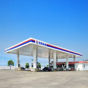 畅销产品钢结构空间框架汽油加油站屋顶