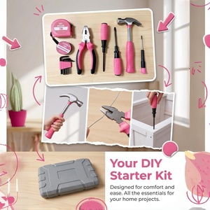 Caja de Herramientas de <span class=keywords><strong>Mano</strong></span> Ligera de 13 Piezas para el Hogar, Mini Herramientas de Reparación y Bricolaje con Estuche de Plástico Rígido, Bonito Regalo Color Rosa - Product Image 6