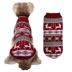 Handmade Knit Pet Sweater | Plaid & Festive Pattern Dog <b>Cat</b> Winter Outfit | Premium Pet Knitwear - Product Image 2