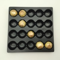 Plateau à chocolats Ferrero rectangulaire noir haut de gamme, personnalisable, simple, écologique, recyclable, qualité alimentaire, OEM