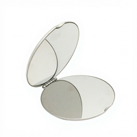 Miroir de maquillage portable double face en acier inoxydable, grand format carré, minimaliste, personnalisable, grossissement 2X, idéal pour anniversaire
