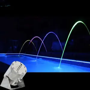 Outdoor garden patio backyard plaza hotel pool deck auto valve stainless steel laminar flow water jet fountain with led light