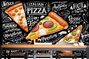 Papel Tapiz <span class=keywords><strong>de</strong></span> Pizzas para Decoración <span class=keywords><strong>de</strong></span> Paredes <span class=keywords><strong>de</strong></span> Restaurantes, Murales <span class=keywords><strong>de</strong></span> Pared Modernos <span class=keywords><strong>de</strong></span> Seda Impermeables - Product Image 2