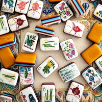Tuiles de Mahjong en Acrylique de Luxe à 7 Couches, Haute Qualité, Portables, Durables, Résistantes à l'Eau, Motif Personnalisé Walk Me, Ensemble de 160 Pièces