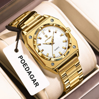 Montre de luxe pour femme Poedagar 788, étanche, lumineuse, bracelet en acier inoxydable doré, montre à quartz pour femme