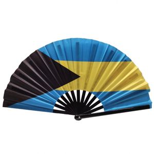 Abanico de Mano de Bambú con Impresión Personalizada de la Bandera de República Dominicana - Product Image 1