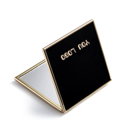 Miroir de maquillage pliable en métal doré double face haut de gamme personnalisé avec logo
