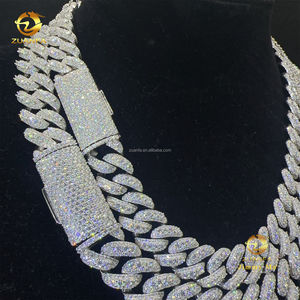 13 मिमी 15 मिमी दो पंक्तियों चंद्रमा आकार बड़ा आदमी भारी रूप से हिप हॉप निर्दोष s925 स्टर्लिंग सिल्वर मोइससानाइट डायमंड क्यूबन लिंक चेन - Product Image 4