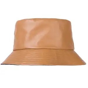 Sombrero de piel de oveja para hombre, sombrero de cubo de cuero rojo, personalizado, a granel