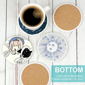 Posavasos de Cerámica Blancos para Sublimación, Redondos y Cuadrados, con Patrón de Mármol, para Hogar y Cafetería - Product Image 2