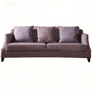 3 Seater Solid Oak Wood Frame French Country Linen <b>Sofa</b> for Living Room - Product Image 1