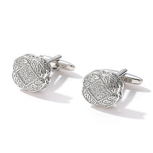 Boutons de manchette pour hommes, boutons de manchette de luxe de haute qualité, vintage, boutons de manchette ronds en zircon doré pour chemise - Product Image 5