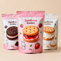 Sachets personnalisés en PE Mylar recyclables, à fermeture éclair, résistants à l'humidité, avec fenêtre, pour aliments, bonbons, snacks, sucre