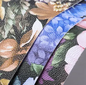 Floral Digital Printed High Quality 0.8-0.9mm Pattern Faux Leather Custom PVC Synthetic Leather For Bag Decoration Upholstery