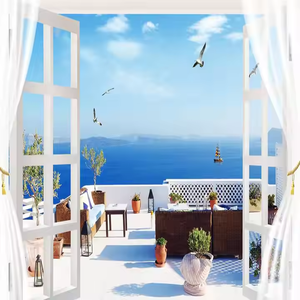 Autocollant de fenêtre de <span class=keywords><strong>simulation</strong></span> 3d personnalisé <span class=keywords><strong>peinture</strong></span> de paysage papier peint décoratif de fond de <span class=keywords><strong>chambre</strong></span> à coucher de salon - Product Image 1