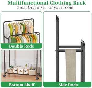 Catégorie de produits <span class=keywords><strong>Placard</strong></span> <span class=keywords><strong>amovible</strong></span> pour chambre à coucher avec double tringles et roues Meubles de salon Armoires en tissu - Product Image 5