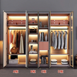 Huide Modern Wardrobe Hinged Door <b>Bedroom</b> <b>Storage</b> <b>Cabinet</b> Large Capacity Easy Assemble Light Interior Design MDF Freestanding - Product Image 2