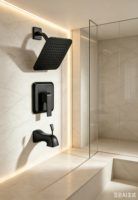 Robinet de douche mural moderne en laiton chromé avec régulateur de pression, jets pluie doux et variés, et cartouche céramique pour salle de bain et hôtel