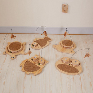 Tương Tác Mèo Vui Đồ Chơi Rắn Gỗ Sisal Thảm Dây Thép Mèo Gãi Hội Đồng Quản Trị Cú Hình Với Lông Catnip Teaser Bóng - Product Image 3