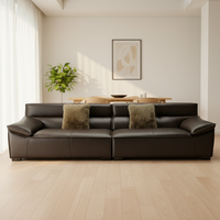 Canapé droit en cuir véritable de style nordique, tons neutres, rembourrage en éponge, design polyvalent pour petit appartement ou salon