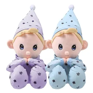 Cute pink blue angel praying plush baby doll toys custom super soft stuffed plush praying toy