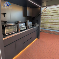 Cuisine extérieure modulaire préfabriquée pliable, armoire en alliage d'aluminium, finition en acier inoxydable et acrylique, auvent résistant aux intempéries