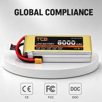 Batterie LiPo TCB pour Drone et Modèle d'Avion 6000mAh Rechargeable pour Drones de Course FPV et Véhicules RC - 35C/45C 3S/6S 1P Multi-Tension