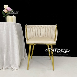 Chaises de mariage modernes de luxe rembourrées en velours or <span class=keywords><strong>champagne</strong></span> haut de gamme pour les événements royaux, les hôtels, les restaurants et les villas - Product Image 2