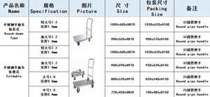 Commercial Kitchen Restaurant Bakery Canteen Heavy Duty Foldable Stainless Steel <b>Platform</b> Cart with Wheels - Product Image 2