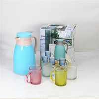 Meilleure vente de bouilloire thermos de style européen, doublure en verre, boîte cadeau de cinq pièces en verre