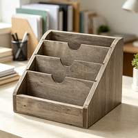 Organisateur de fichiers en bois, porte-documents de bureau, plateau de rangement multi-niveaux pour courrier, papiers, magazines, bureau, maison