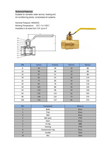 Valvola in ottone NPT a passaggio intero da 1-1/4 pollici per assemblaggio in camion 600WOG - Product Image 3